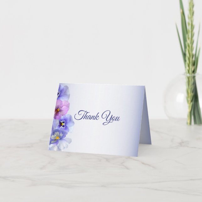 Tarjeta De Agradecimiento Morado Rosa Lilac Pansy Floral Elegante Boda (Anverso)
