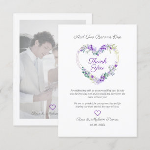 Tarjeta De Agradecimiento Morado Shades Floral acuarela Personalizado foto