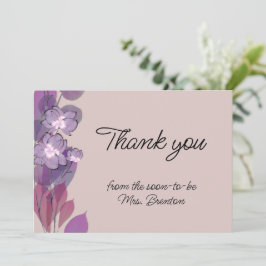 Tarjeta De Agradecimiento Morado violeta morado floral acuarela