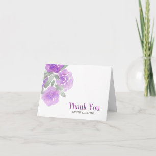 Tarjeta De Agradecimiento Morado Watercolor Floral Garden Gracias