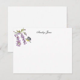 Tarjeta De Agradecimiento Morado Wisteria acuarela floral plana