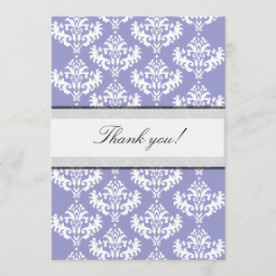 Tarjeta de agradecimiento morado y blanco