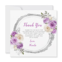 Morado y Plata Flores Elegantes Cumpleaños