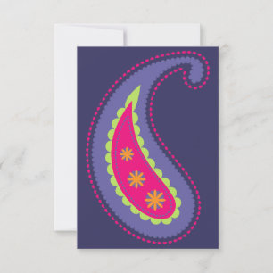 Tarjeta De Agradecimiento Morado y rosa paisley