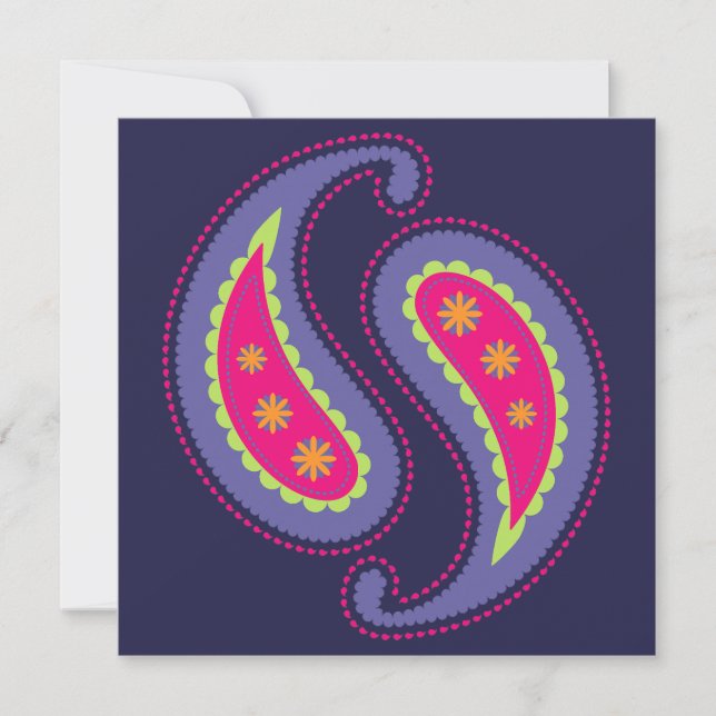 Tarjeta De Agradecimiento Morado y rosa paisley (Anverso)