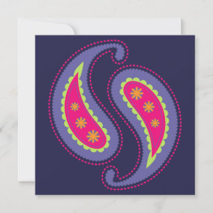 Tarjeta De Agradecimiento Morado y rosa paisley