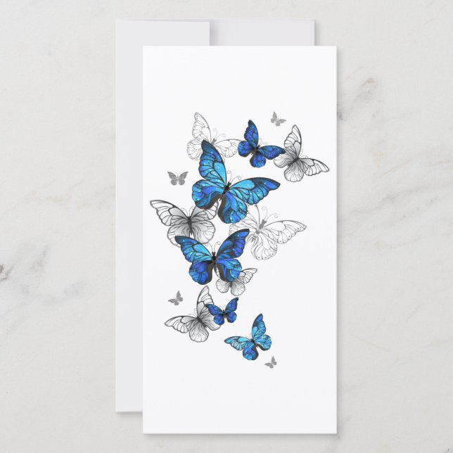 Tarjeta De Agradecimiento Morfo de las mariposas voladoras azules
