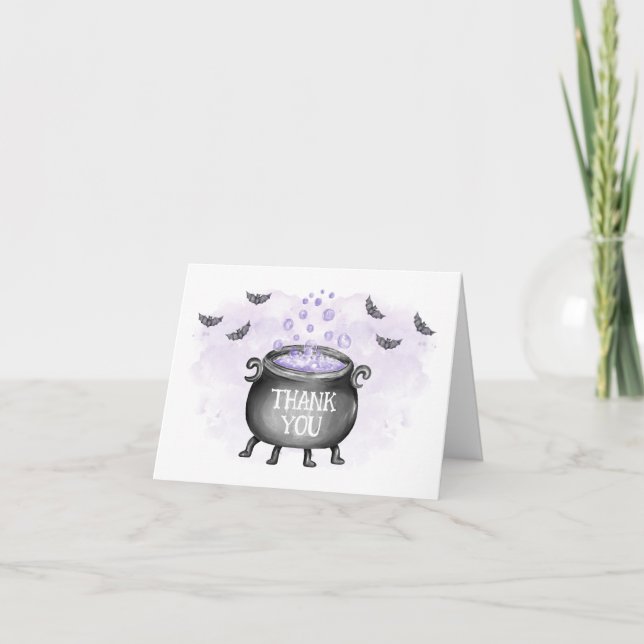 Tarjeta De Agradecimiento Morple Baby prepara Baby Shower en Halloween (Anverso)