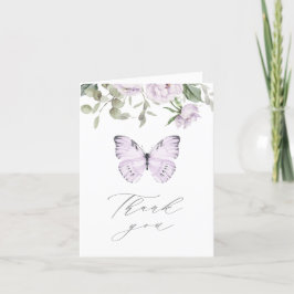 Tarjeta De Agradecimiento Morple Floral Butterly Chica Baby Shower