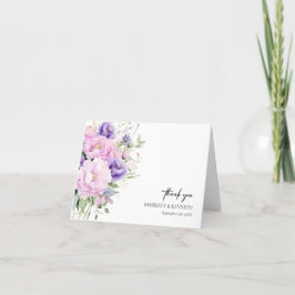 Tarjeta De Agradecimiento Morple Lavender Floral Rosa Gracias Boda