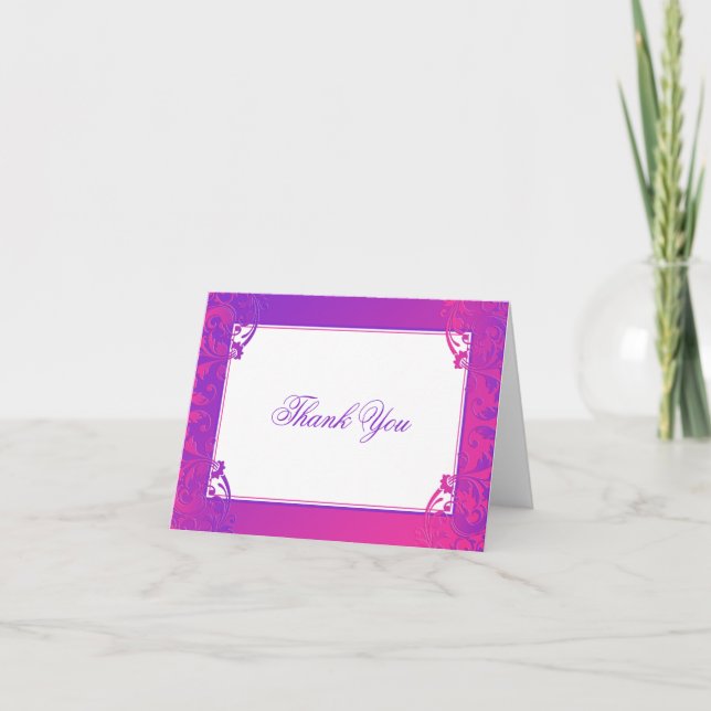 Tarjeta De Agradecimiento Morple Pink Flouribat Mitzvah Gracias (Anverso)
