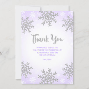 Tarjeta De Agradecimiento Morple Silver Winter ONEderland Cumpleaños