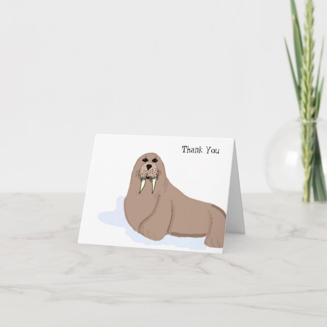 Tarjeta De Agradecimiento Morsa de dibujos animados gracias (Anverso)