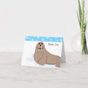 Tarjeta De Agradecimiento Morsa de dibujos animados gracias