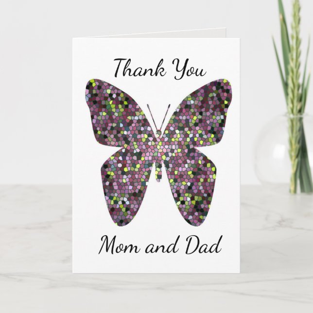 Tarjeta De Agradecimiento Mosaic Gracias a Mamá y a Papá Graduados (Anverso)