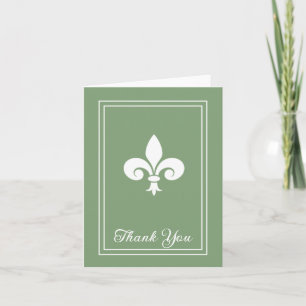 Tarjeta de agradecimiento Moss Green Fleur de Lis