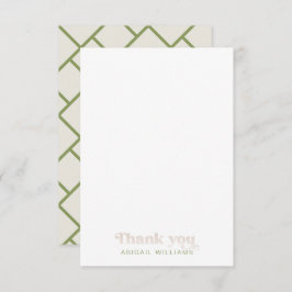 Tarjeta De Agradecimiento Moss Green Geometric Baby Shower Blank Gracias