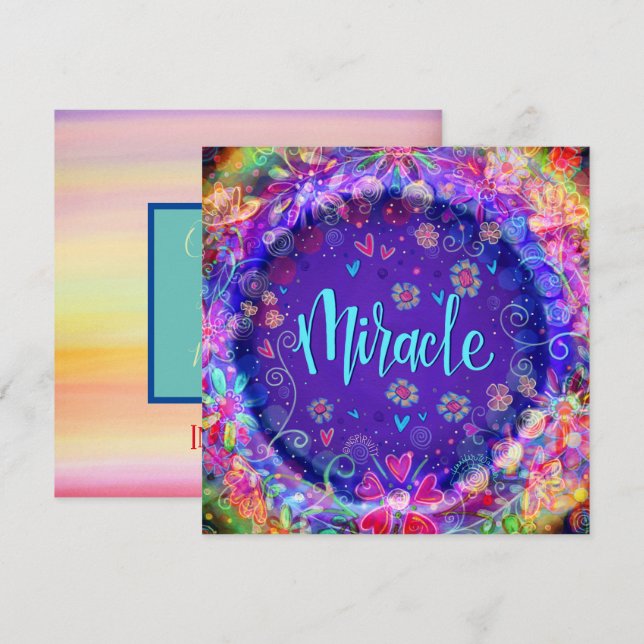 Tarjeta De Agradecimiento Motivación del milagro púrpura y caprichoso (Anverso / Reverso)