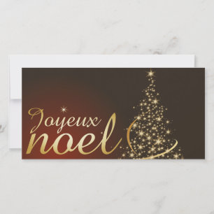 Tarjeta De Agradecimiento Motivo de Navidad rojo con árbol de Navidad dorado