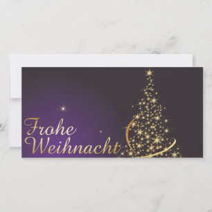 Tarjeta De Agradecimiento Motivo navideño púrpura oscuro con árbol de Navida