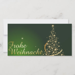 Tarjeta De Agradecimiento Motivo navideño verde con árbol de Navidad dorado