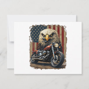 Tarjeta De Agradecimiento Motocicleta Chopper Retro Bandera Estados Unidos B