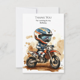Tarjeta De Agradecimiento Motocicleta Cumpleaños Aquarela Encantada