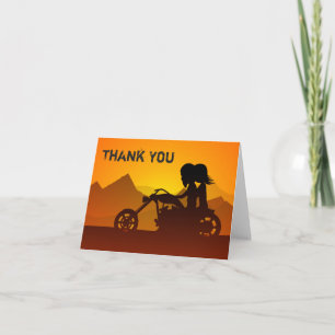 Tarjeta De Agradecimiento Motocicleta del montar a caballo de los pares con