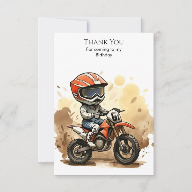 Tarjeta De Agradecimiento Motocicleta Todoterreno Lindo Cumpleaños (Anverso)