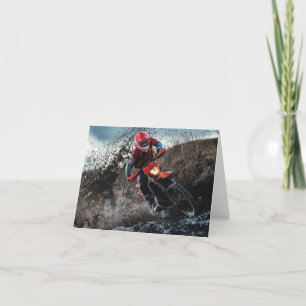 Tarjeta De Agradecimiento Motociclista sucio tirando almohada