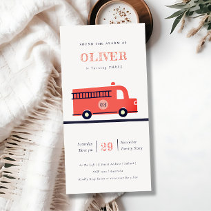 Tarjeta De Agradecimiento Motor de Camión de Fuego de la Marina Roja Invitan