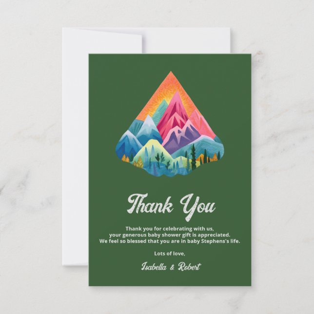Tarjeta De Agradecimiento Mountain Adventure espera Baby Shower (Anverso)