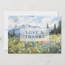 Tarjeta De Agradecimiento Mountain Wildflowers Floral Meadow Wedding Photo
