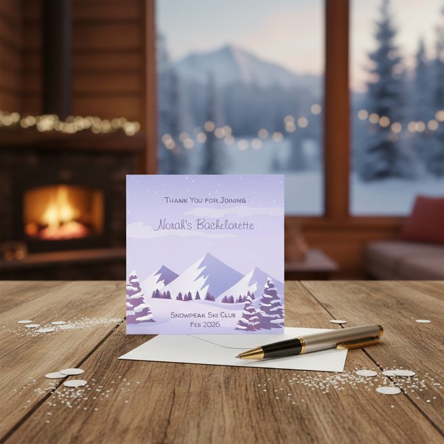 Tarjeta De Agradecimiento Mountain Winter Bachelorette Personalizado Cuadrad (Subido por el creador)