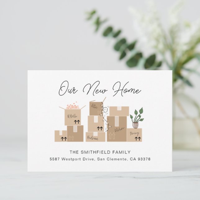 Tarjeta De Agradecimiento Mover cajas Nueva dirección y movimiento de Invita (Anverso de pie)
