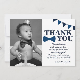 Tarjeta de agradecimiento Mr Onederful azul