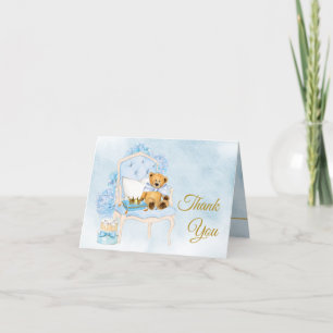 Tarjeta De Agradecimiento Muchacho acuarela Baby Shower Gracias Cartas