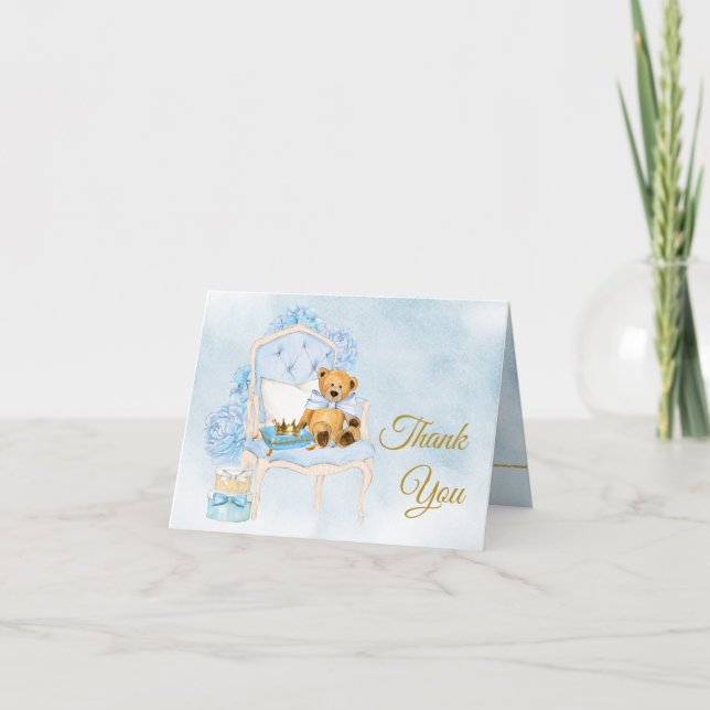 Tarjeta De Agradecimiento Muchacho acuarela Baby Shower Gracias Cartas (Anverso)