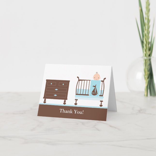 Tarjeta De Agradecimiento Muchacho Baby Shower Gracias (Anverso)