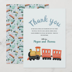 Tarjeta De Agradecimiento Muchachos Cute Train Travel Gracias