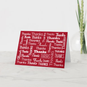 Tarjeta De Agradecimiento Muchas gracias a Word Cloud en rojo