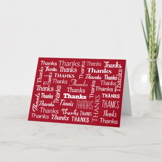 Tarjeta De Agradecimiento Muchas gracias a Word Cloud en rojo (Anverso)