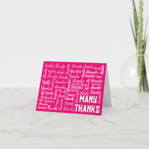 Tarjeta De Agradecimiento Muchas gracias a Word Cloud On Pink