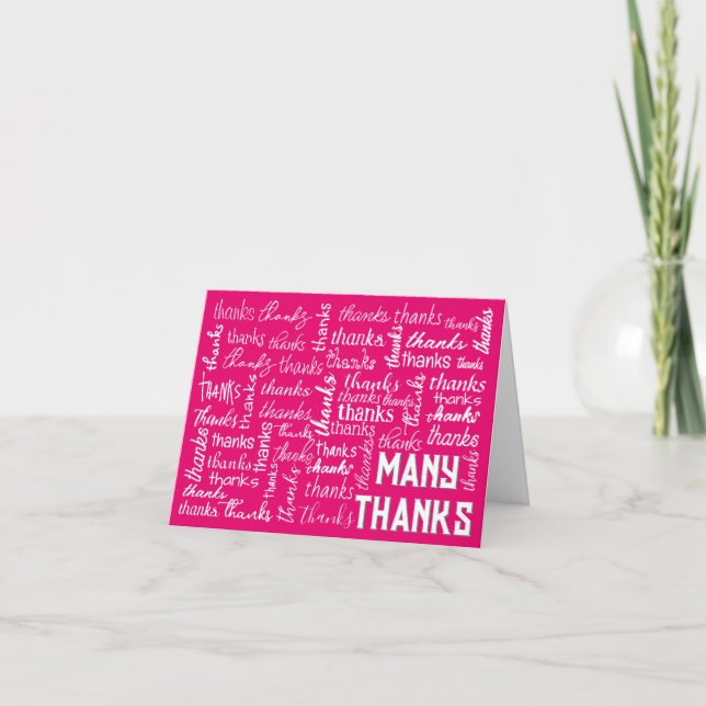 Tarjeta De Agradecimiento Muchas gracias a Word Cloud On Pink (Anverso)