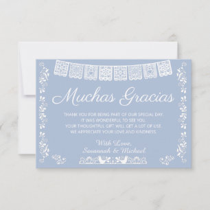 Tarjeta De Agradecimiento Muchas Gracias Baby Shower Azul Polvo