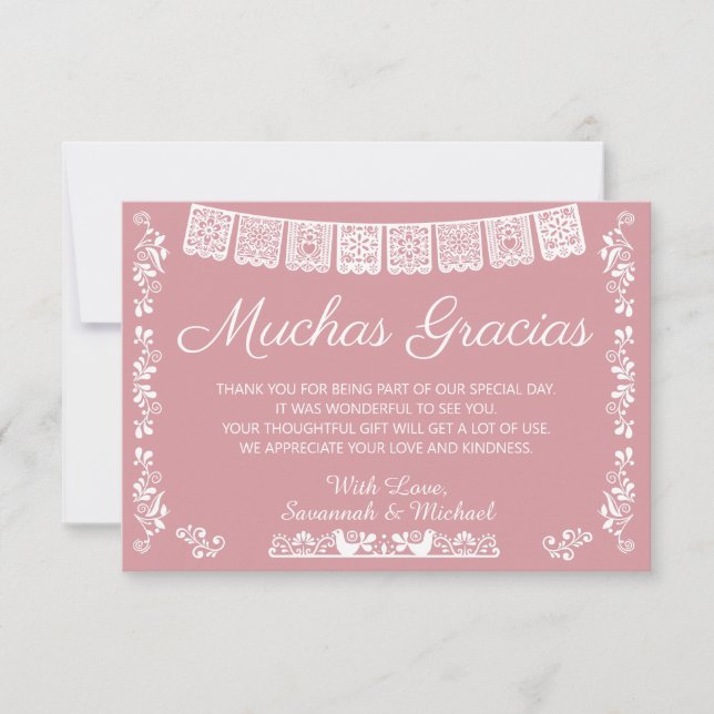Tarjeta De Agradecimiento Muchas Gracias Baby Shower Blush Pink (Anverso)
