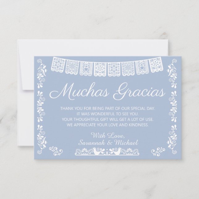 Tarjeta De Agradecimiento Muchas Gracias Baby Shower Dusty Blue (Anverso)