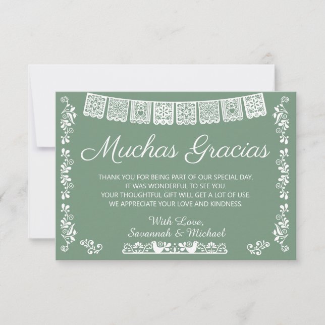 Tarjeta De Agradecimiento Muchas Gracias Baby Shower Sage Green (Anverso)
