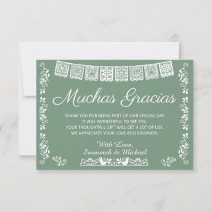 Tarjeta De Agradecimiento Muchas Gracias Baby Shower Verde Salvia