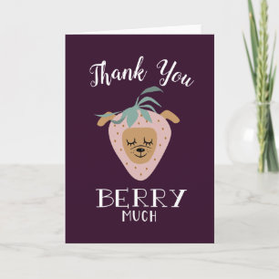 Tarjeta De Agradecimiento Muchas gracias BERRY   Cute Strawberry Dog Pun